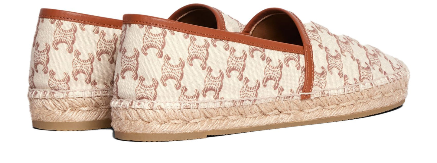 CELINE Flat espadrille with Triomphe signature in Triomphe canvas & calfskin