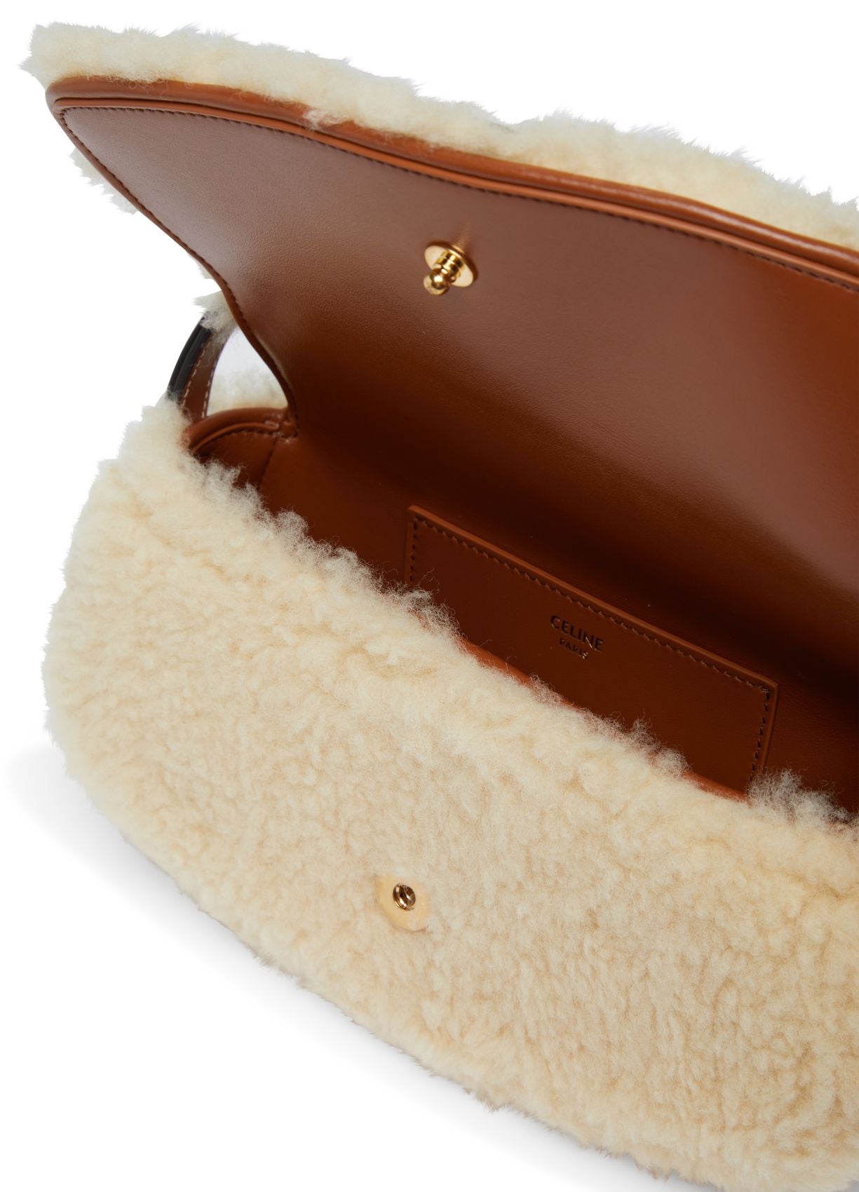 CELINE Clutch on strap in shearling and calfskin bag