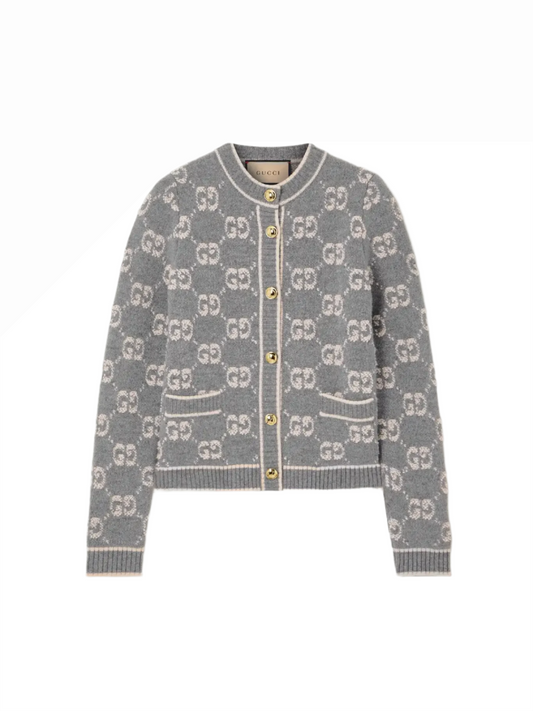 GUCCI Wool bouclé-jacquard cardigan