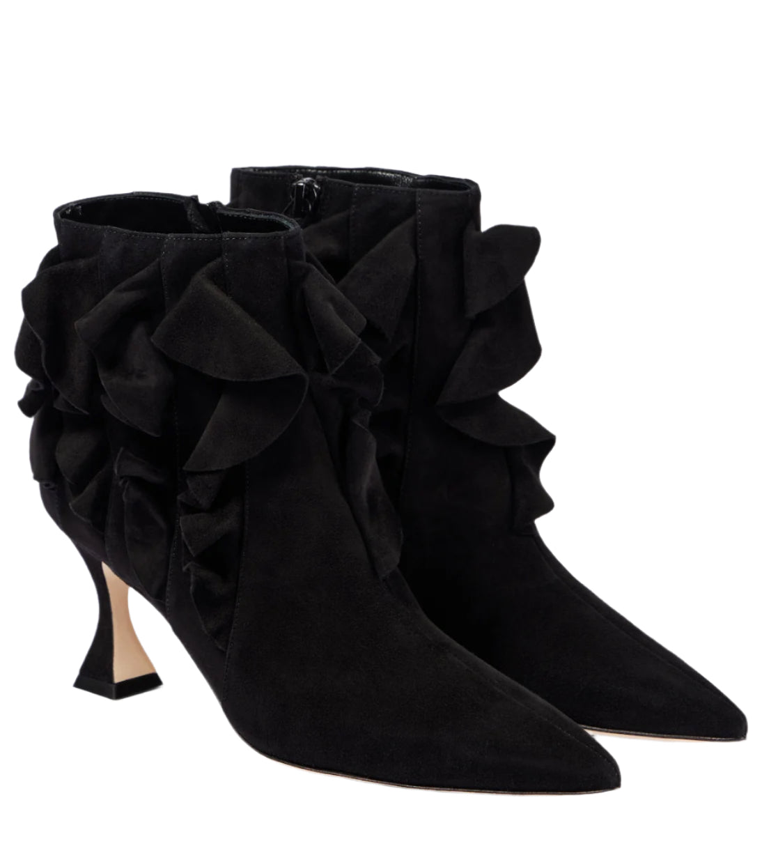 MANOLO BLAHNIK Pompa ruffled suede ankle boots