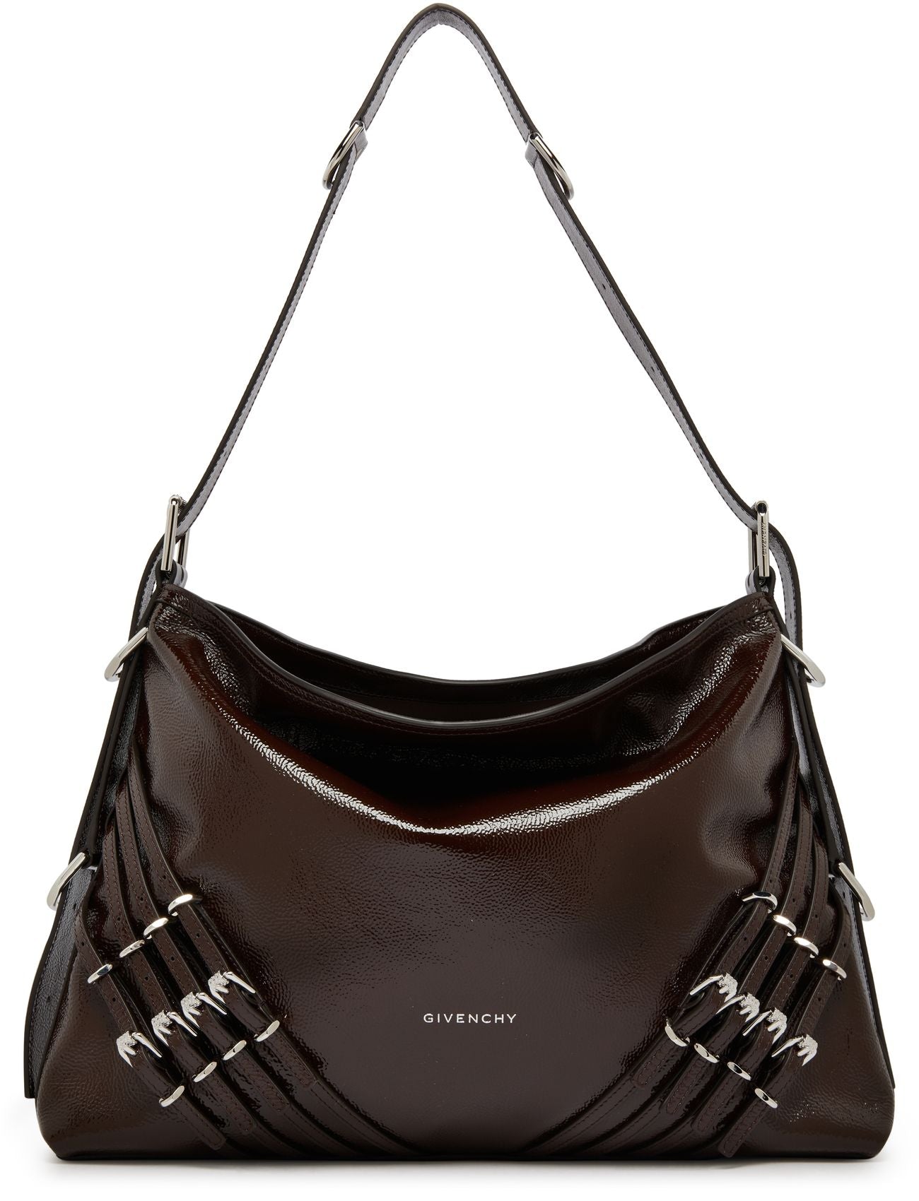 GIVENCHY Medium Voyou bag in patent leather with multi-buckles