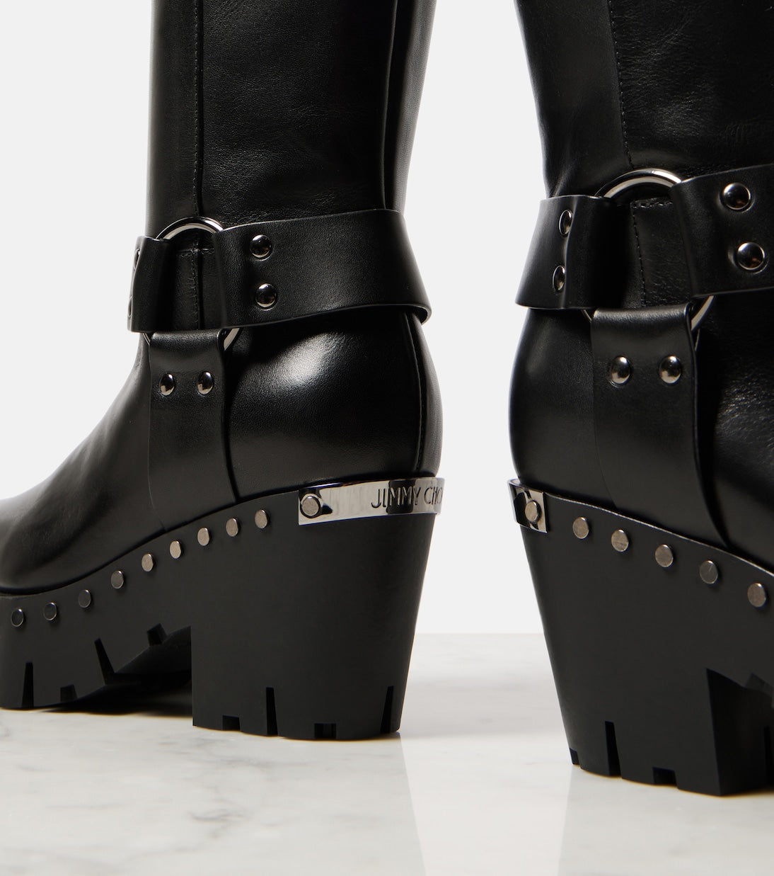 JIMMY CHOO Quinn 75 studded leather biker boots