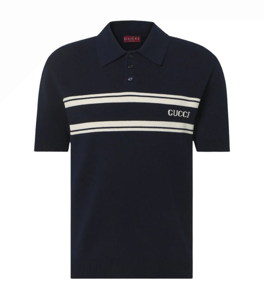 Gucci Logo wool and cashmere polo shirt