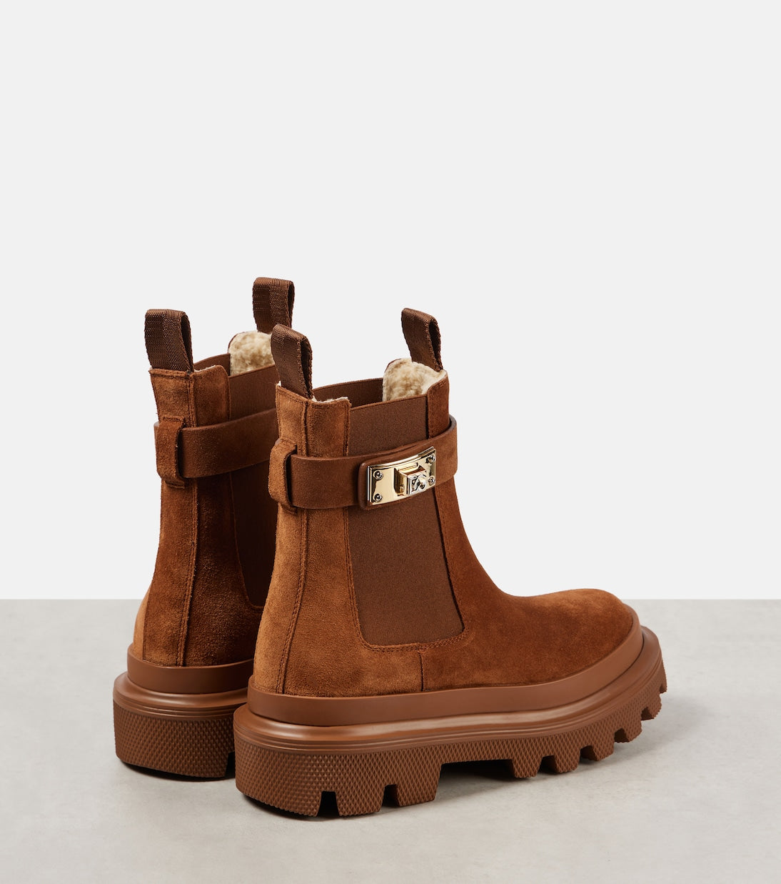 DOLCE&GABBANA Shearling-lined suede ankle boots