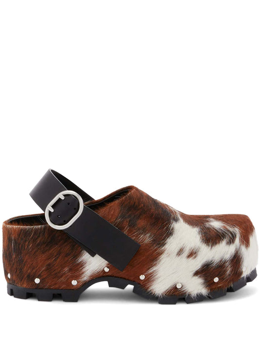 Jil Sander cow-print calf-hair clogs