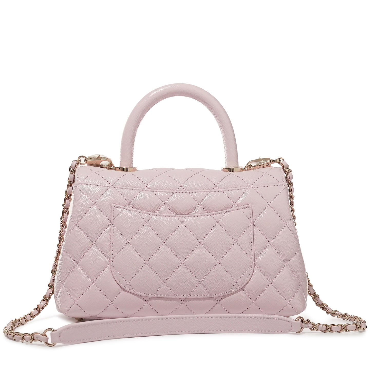 CHANEL  Caviar Quilted Small Coco Handle Flap Light Pink