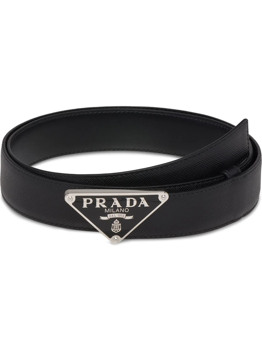 Prada triangle logo belt