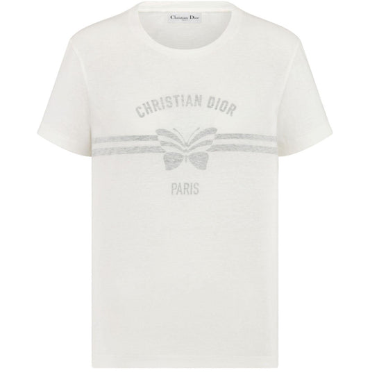 DIOR T-shirt cotton and linen jersey with Christian Dior Papillon motif