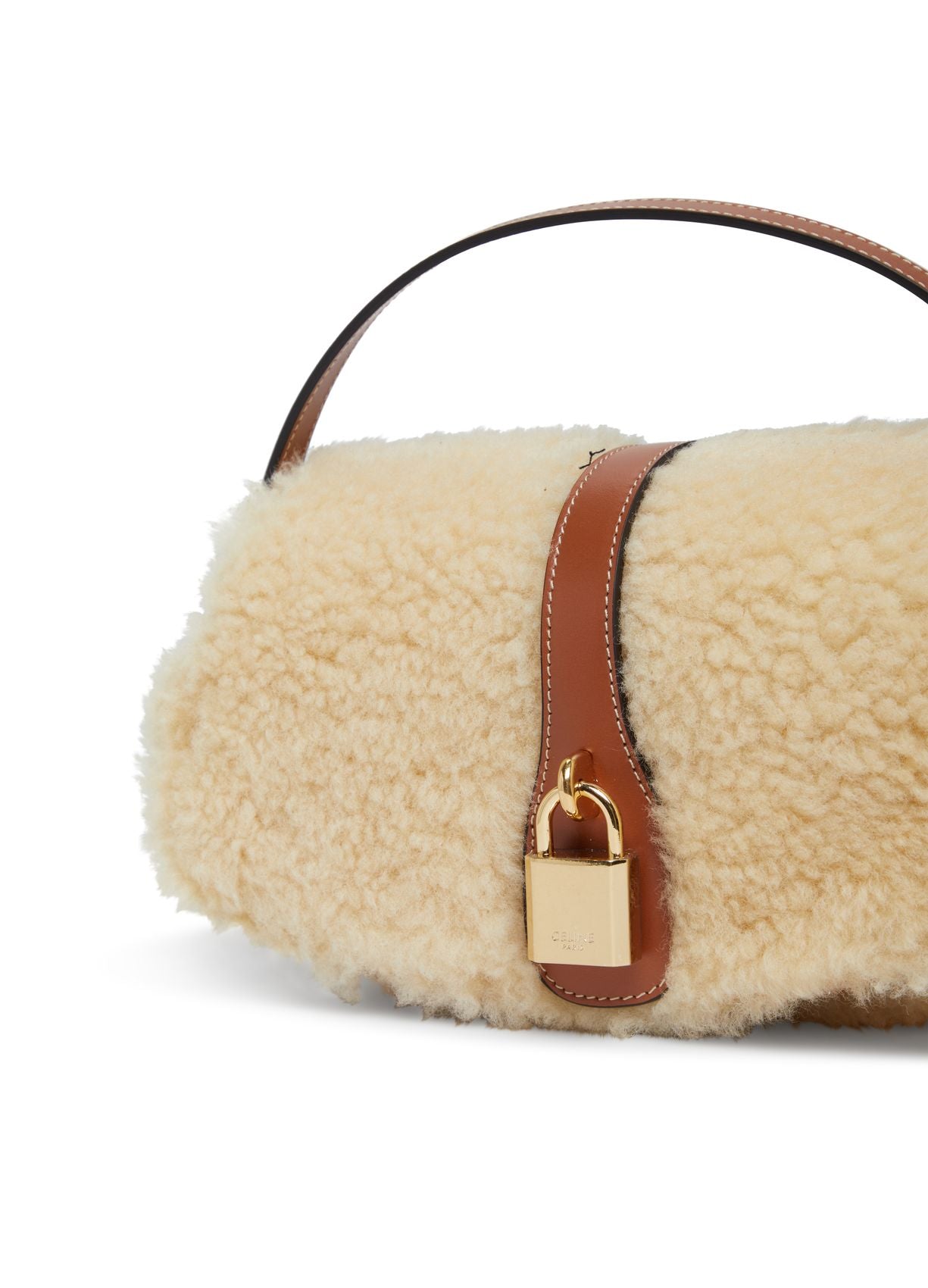 CELINE Clutch on strap in shearling and calfskin bag