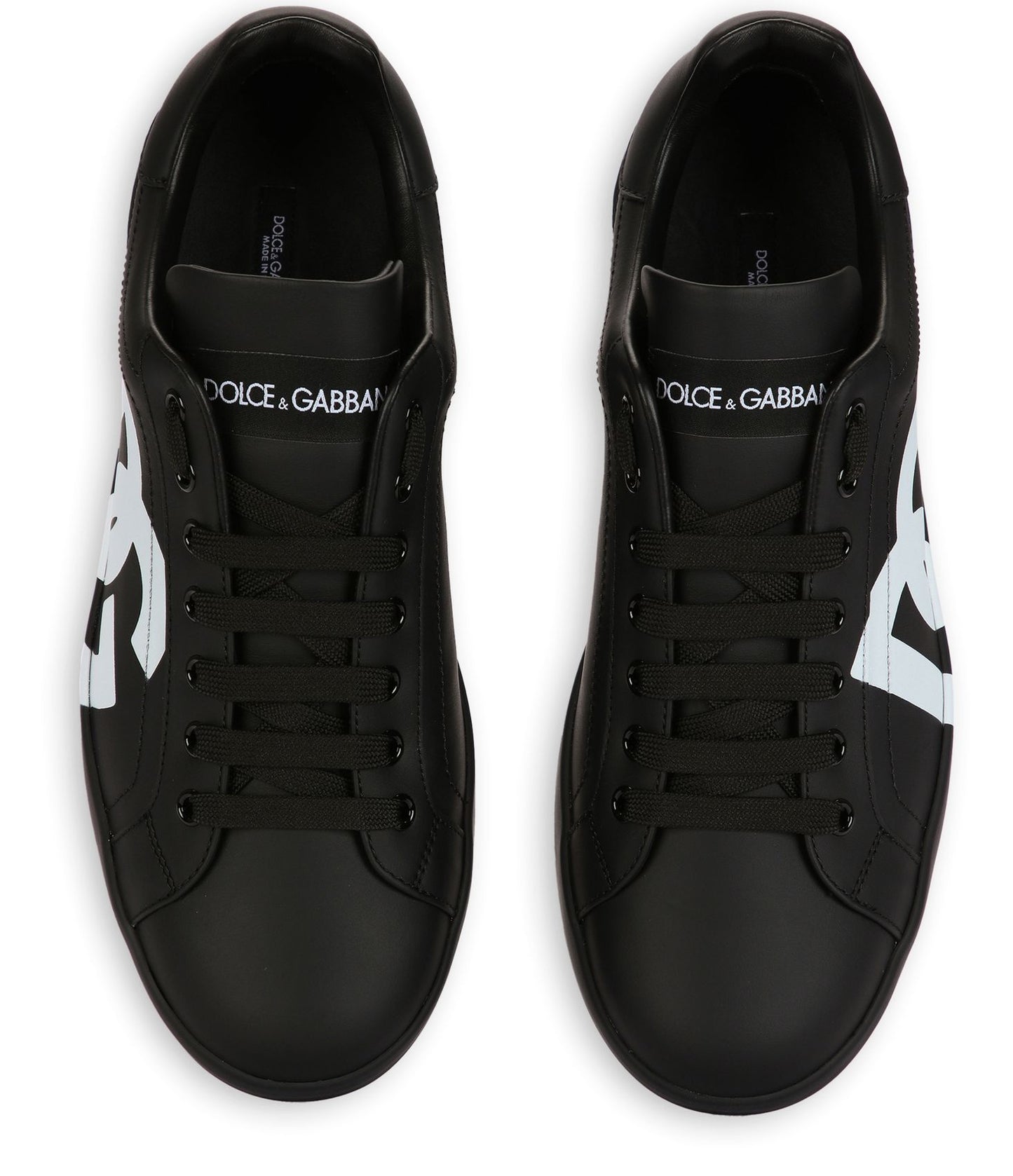 DOLCE & GABBANA Calfskin nappa Portofino sneakers with DG logo print