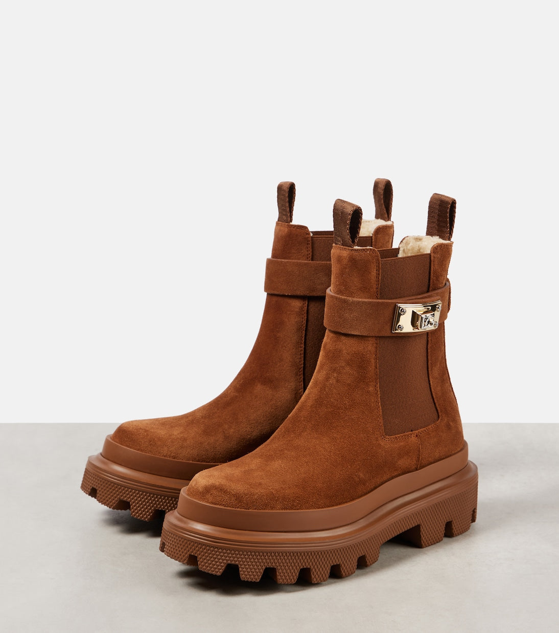 DOLCE&GABBANA Shearling-lined suede ankle boots