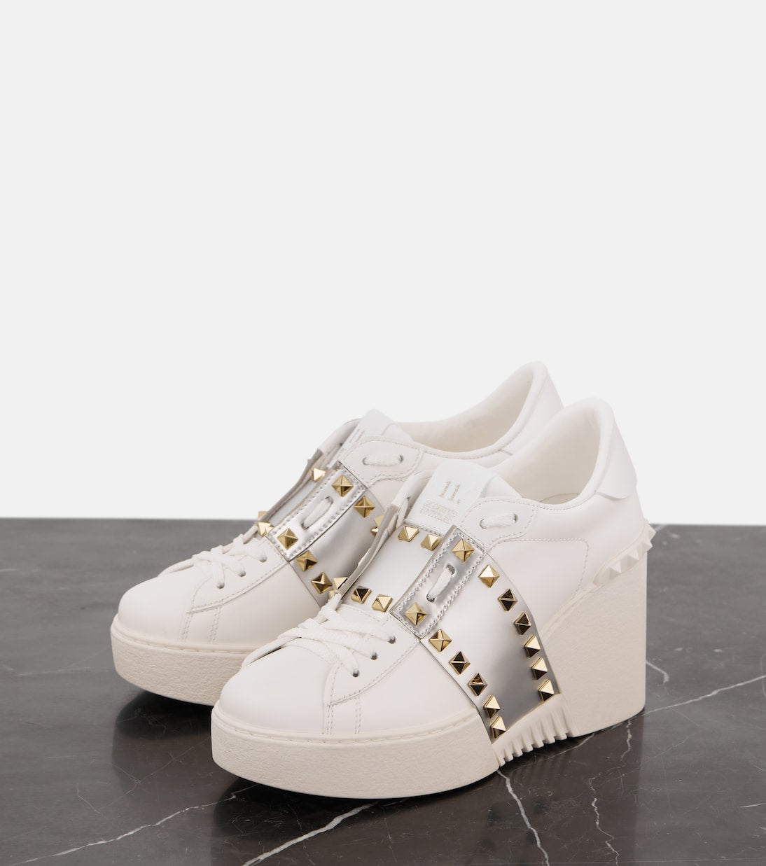 VALENTINO GARAVANI Open Disco leather wedge sneakers