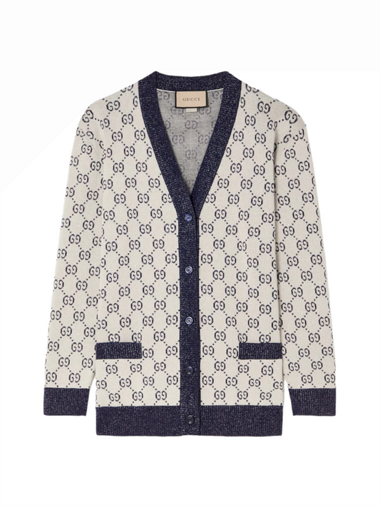 GUCCI Love Parade metallic jacquard-knit cotton-blend cardigan