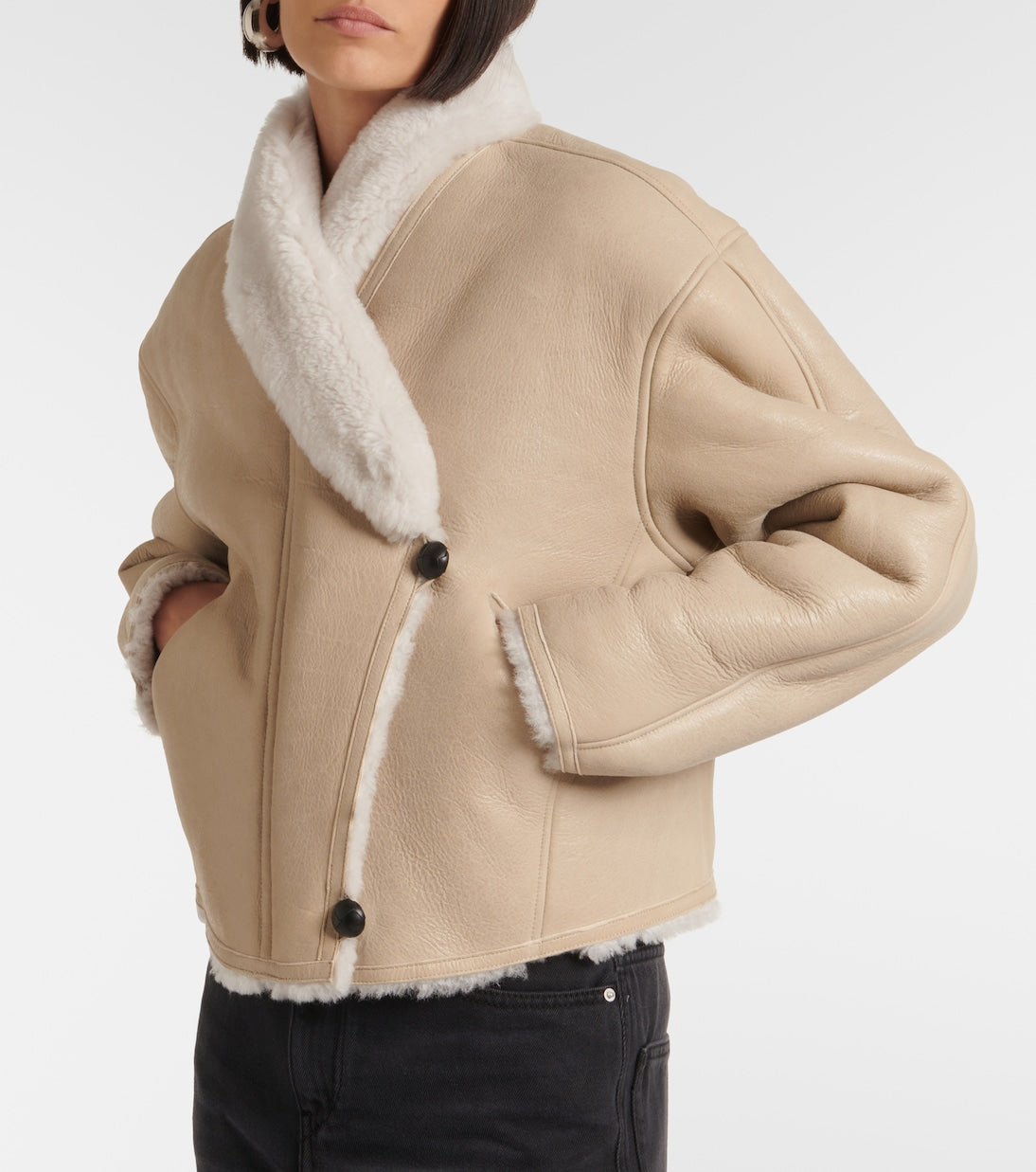 ISABEL MARANT Eriana shearling-trimmed leather jacket