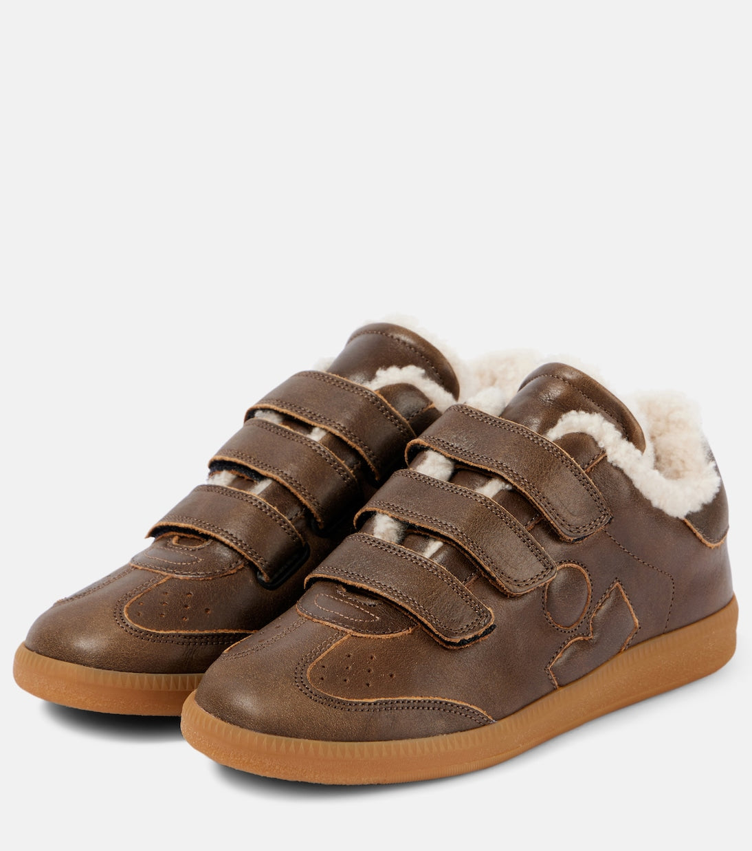 ISABEL MARANT Beth shearling-lined leather sneakers