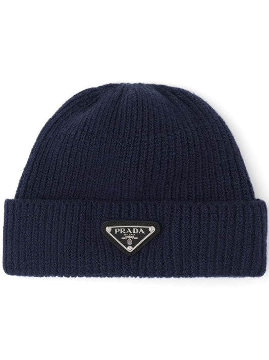 Prada ribbed knit wool cashmere beanie