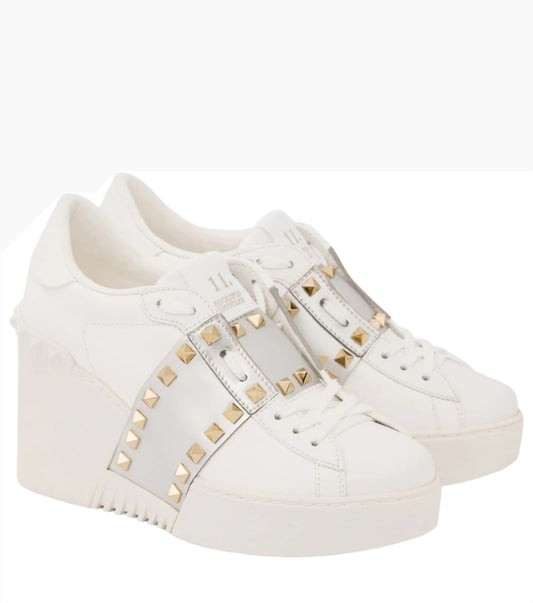 VALENTINO GARAVANI Open Disco leather wedge sneakers