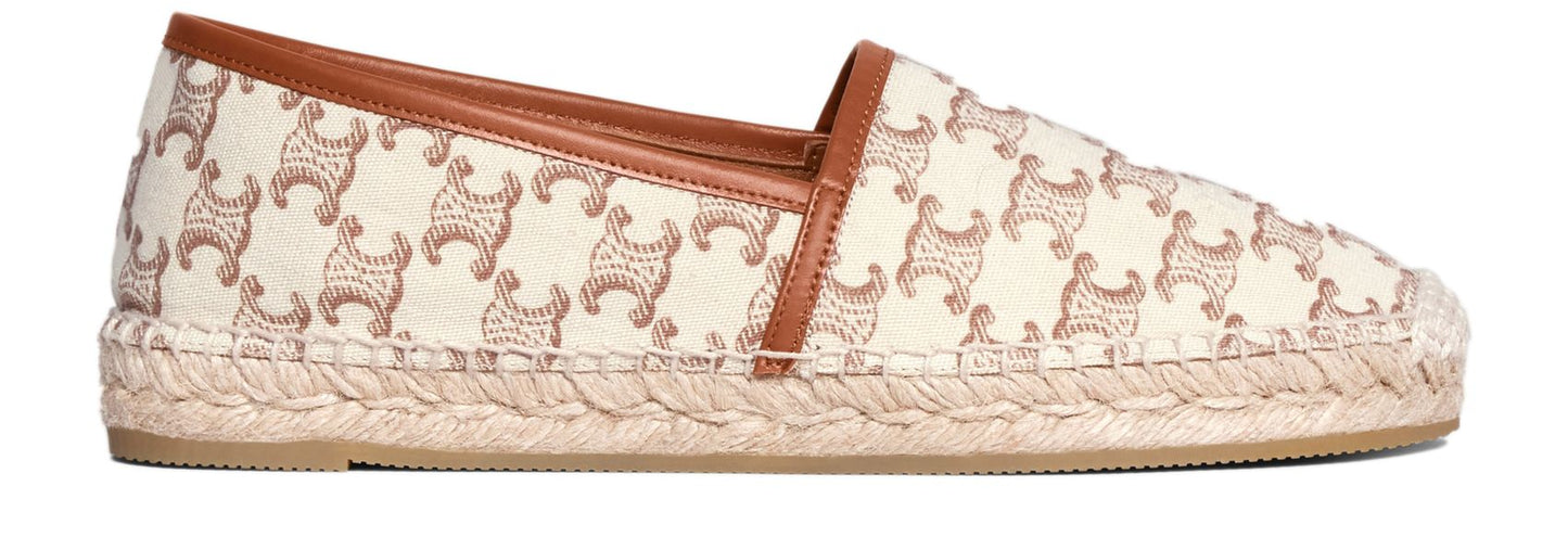 CELINE Flat espadrille with Triomphe signature in Triomphe canvas & calfskin