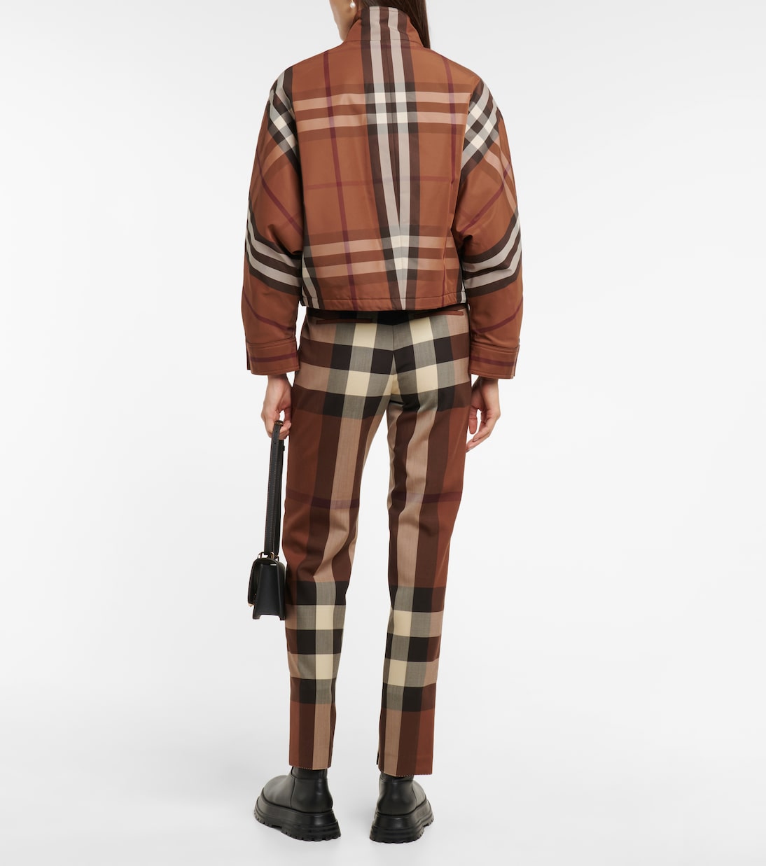 BURBERRY Checked funnel-neck jacket