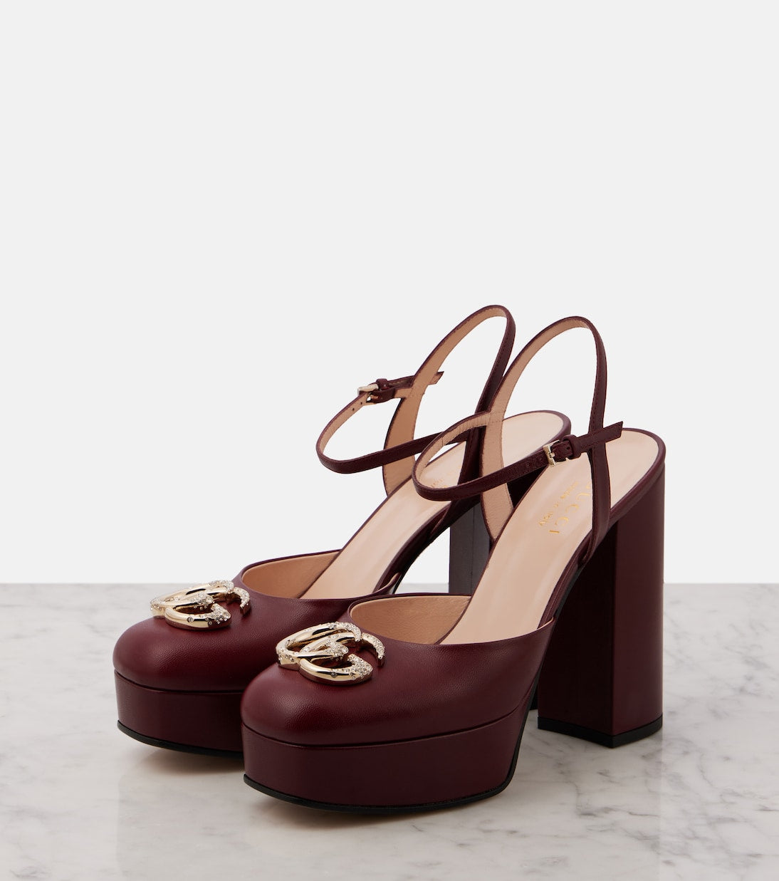 GUCCI Double G leather platform pumps