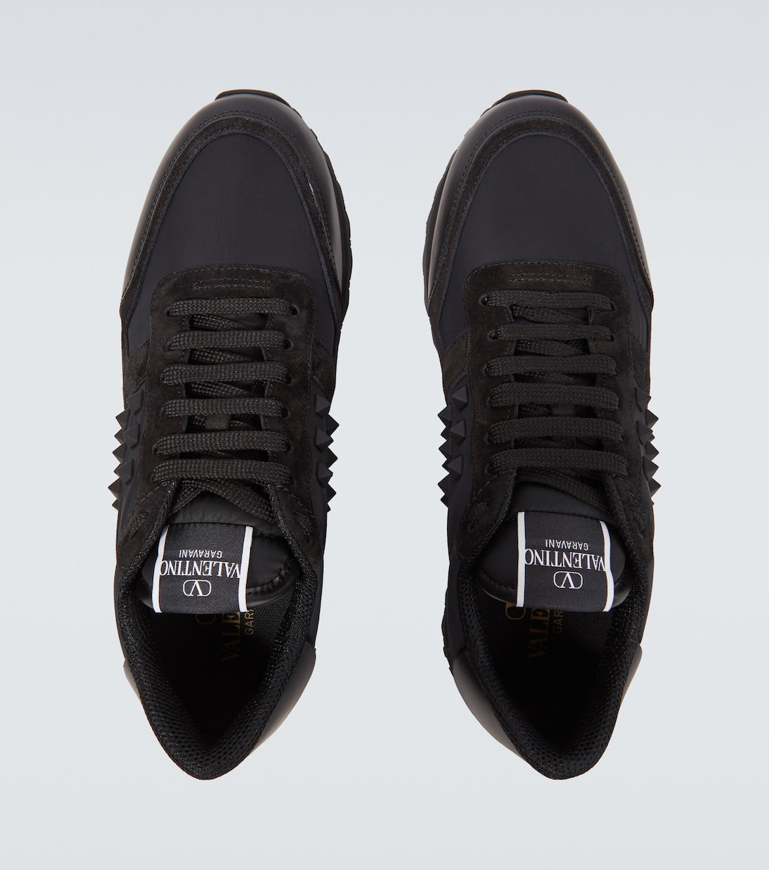 Valentino Garavani Rockstud leather-trimmed sneakers