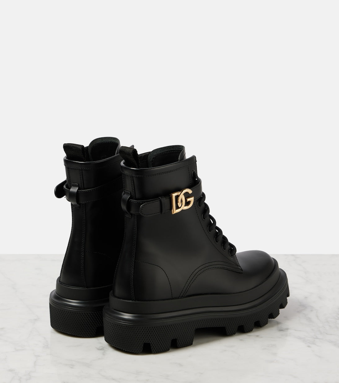 DOLCE&GABBANA Logo leather combat boots