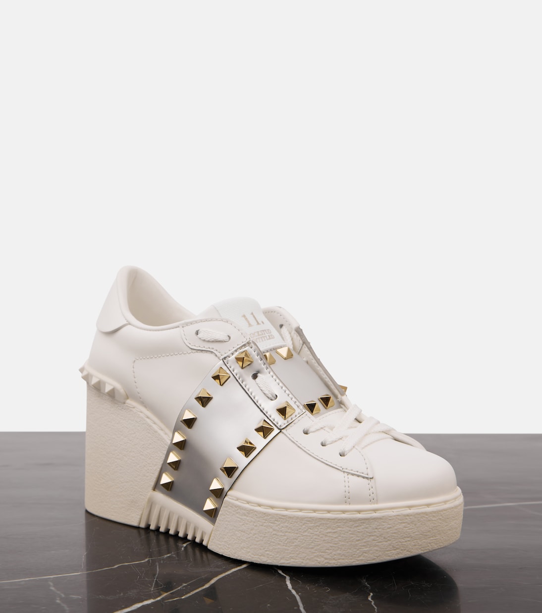 VALENTINO GARAVANI Open Disco leather wedge sneakers