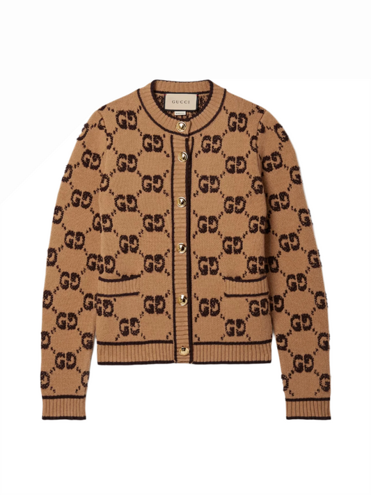 GUCCI Wool bouclé-jacquard cardigan