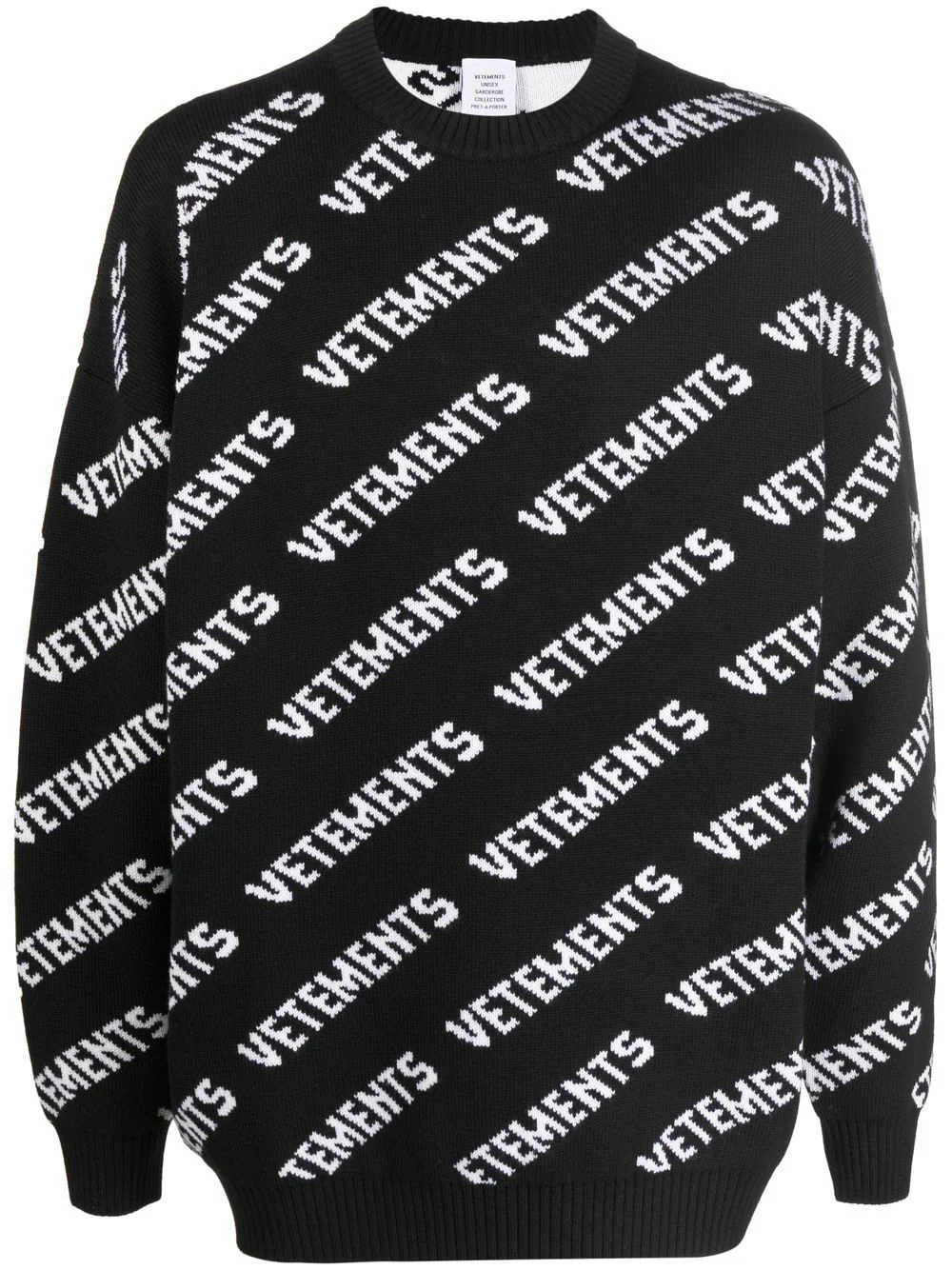 VETEMENTS logo-print crew neck jumper