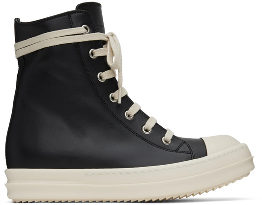 RICK OWENS Baskets montantes en cuir noir