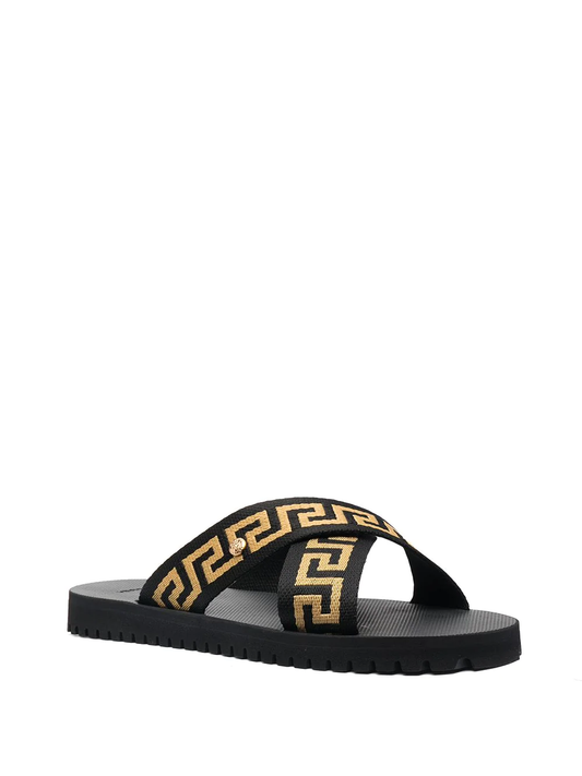 Versace Greca-motif crossover-strap sandals