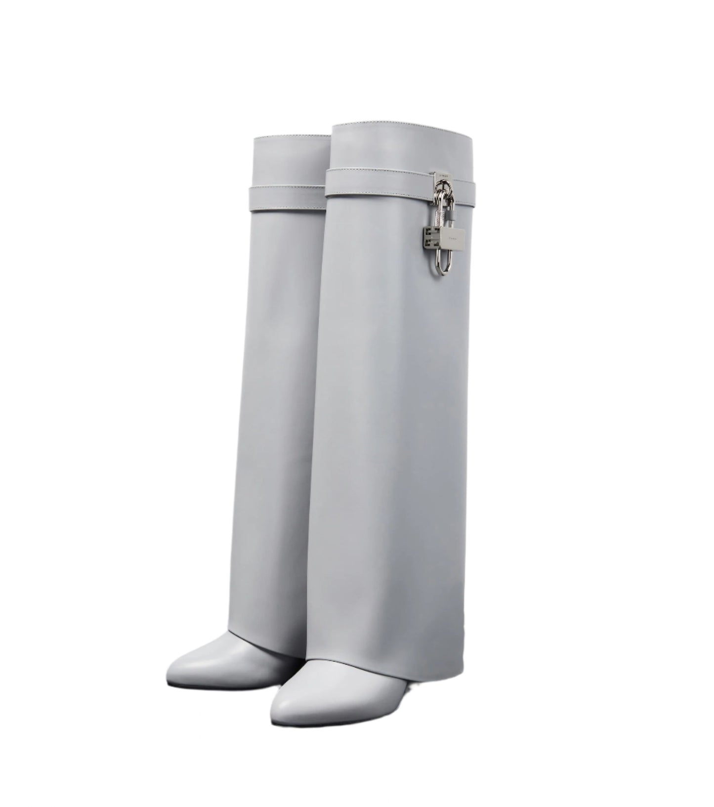 Givenchy Gray Shark Lock boots in Box leather