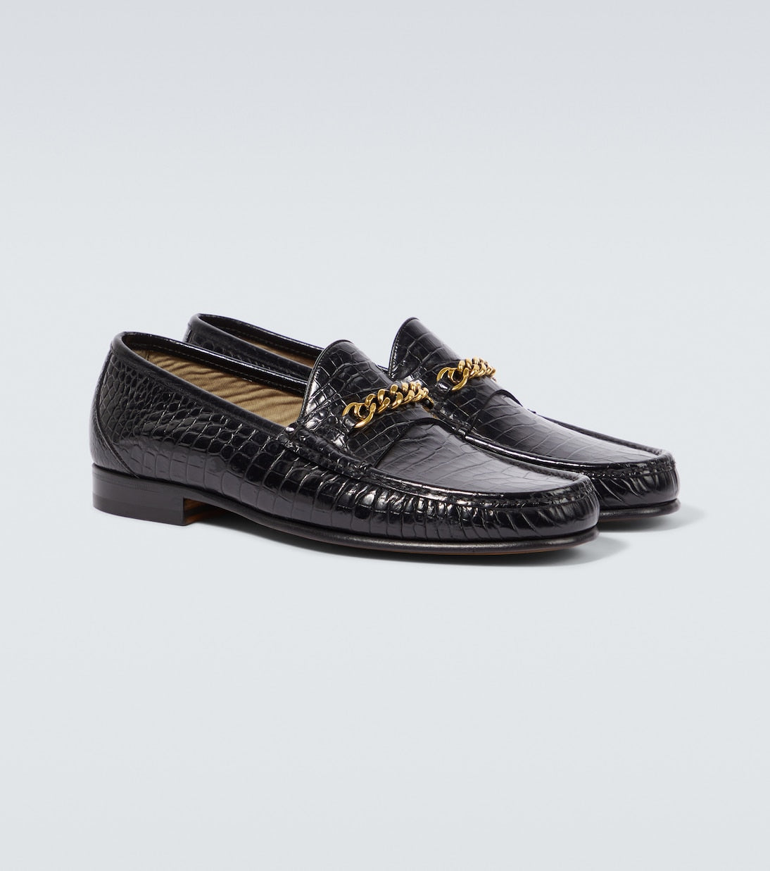 Tom Ford York Chain croc-effect leather loafers