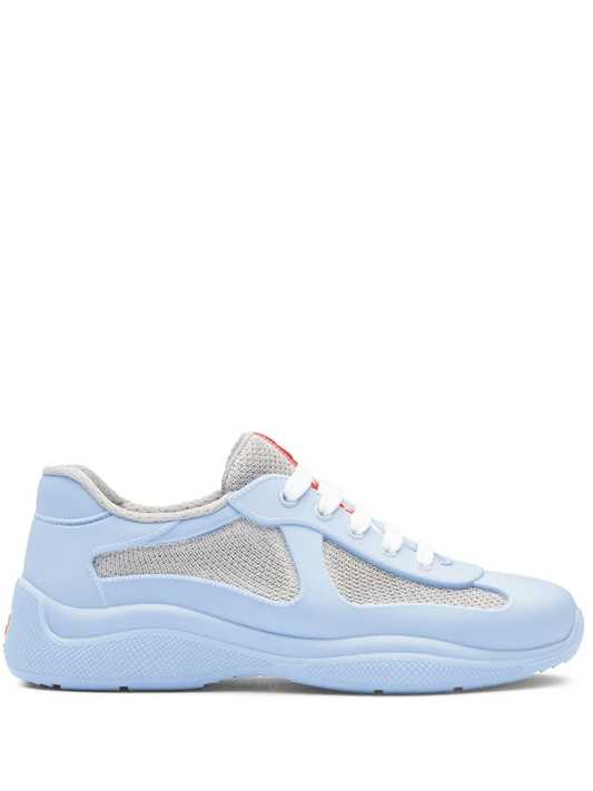 Prada America's Cup panelled light blue/medium grey sneakers