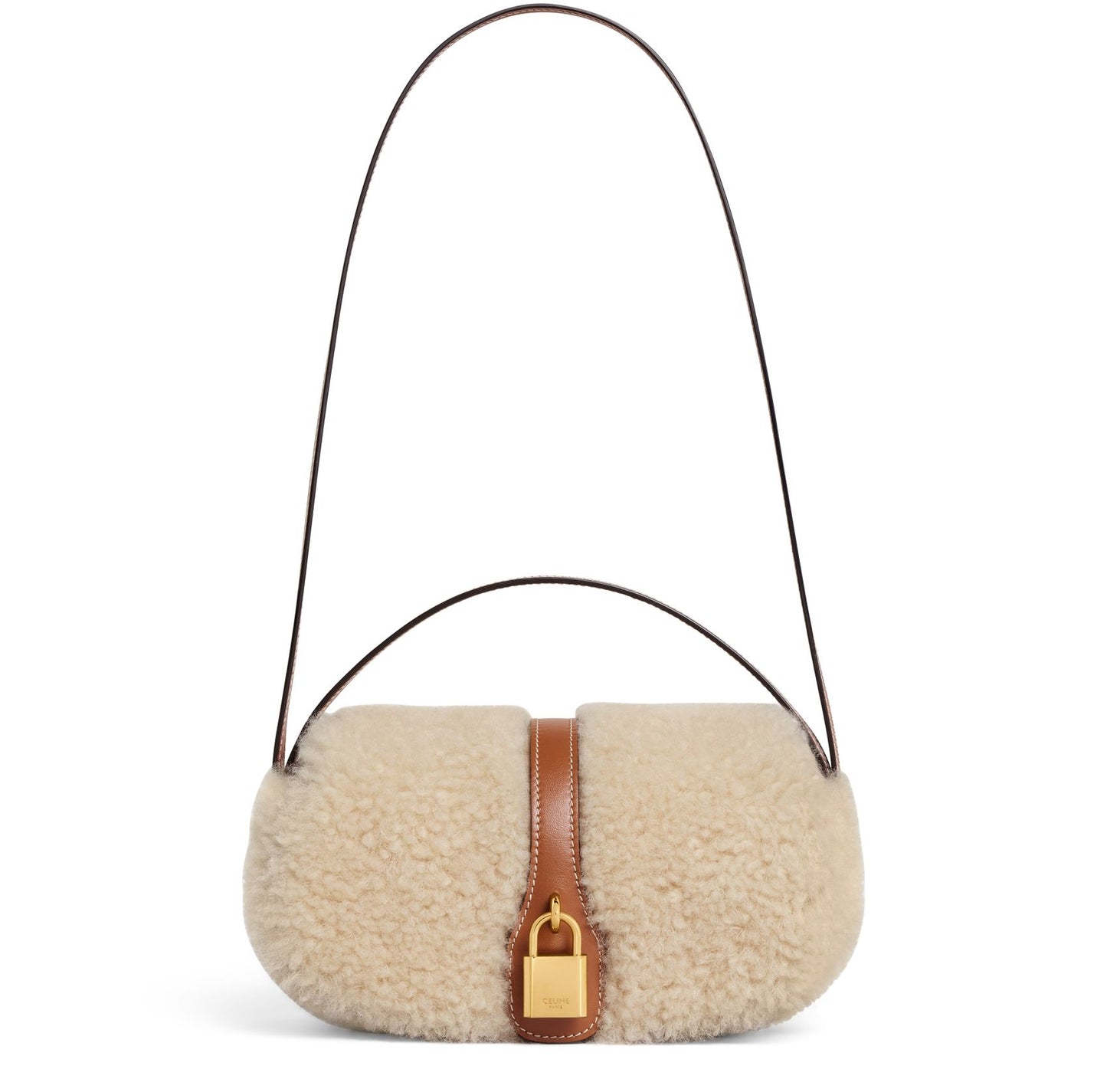 CELINE Clutch on strap in shearling and calfskin bag