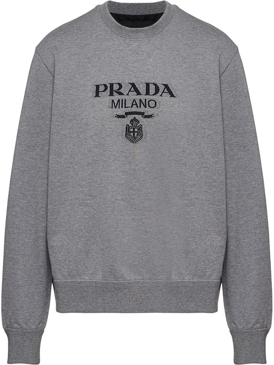 Prada sweat-shirt à logo en maille intarsia