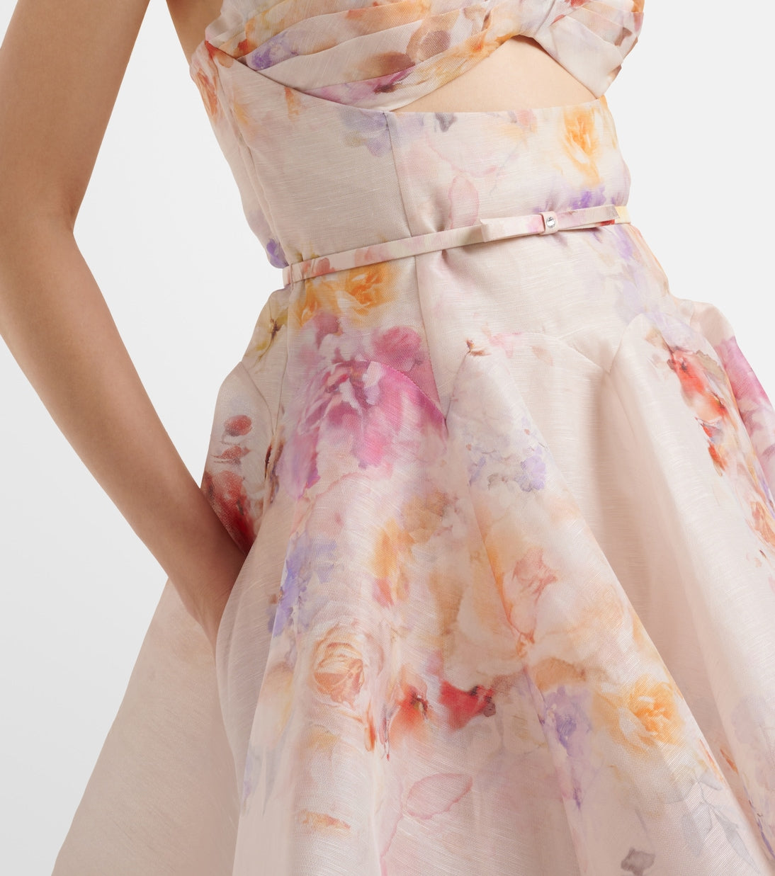 ZIMMERMANN Crush Twist floral linen and silk minidress