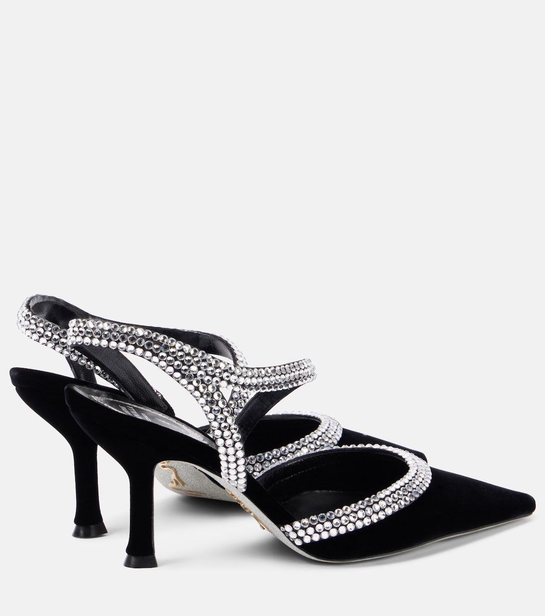 RENE CAOVILLA Crystal-embellished velvet pumps