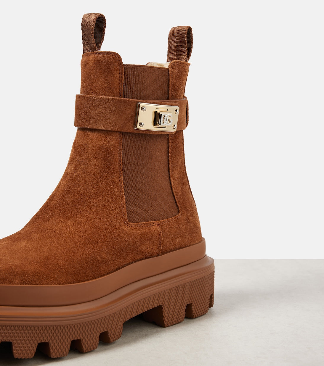 DOLCE&GABBANA Shearling-lined suede ankle boots