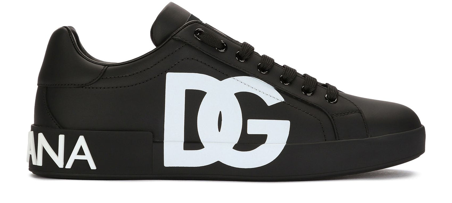 DOLCE & GABBANA Calfskin nappa Portofino sneakers with DG logo print