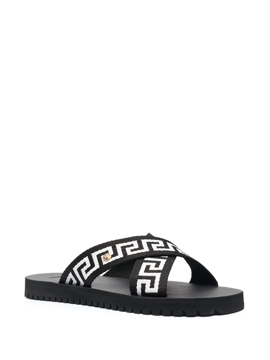 Versace Greca-motif crossover-strap sandals