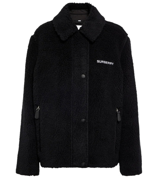 BURBERRY Embroidered wool-blend fleece jacket