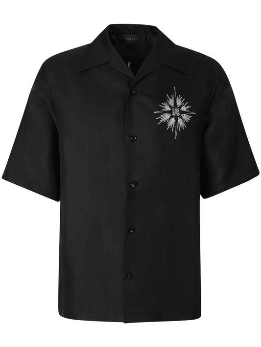 AMIRI logo-embroidered silk shirt