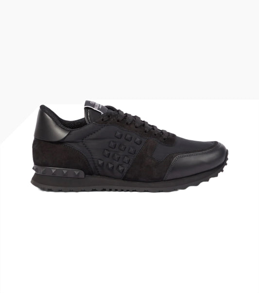 Valentino Garavani Rockstud leather-trimmed sneakers