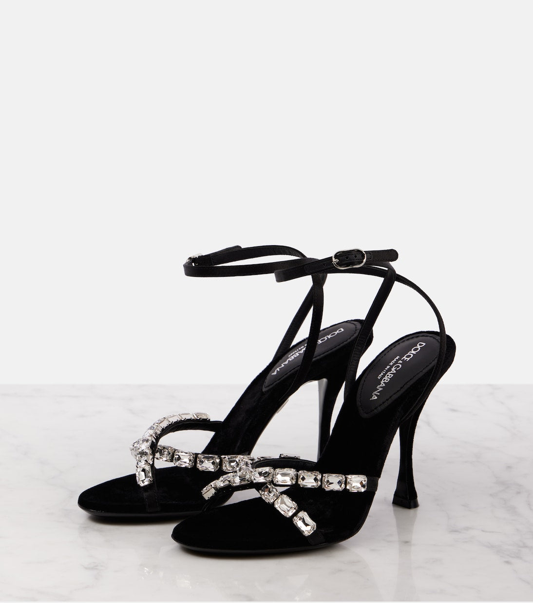 DOLCE&GABBANA Crystal-embellished satin sandals