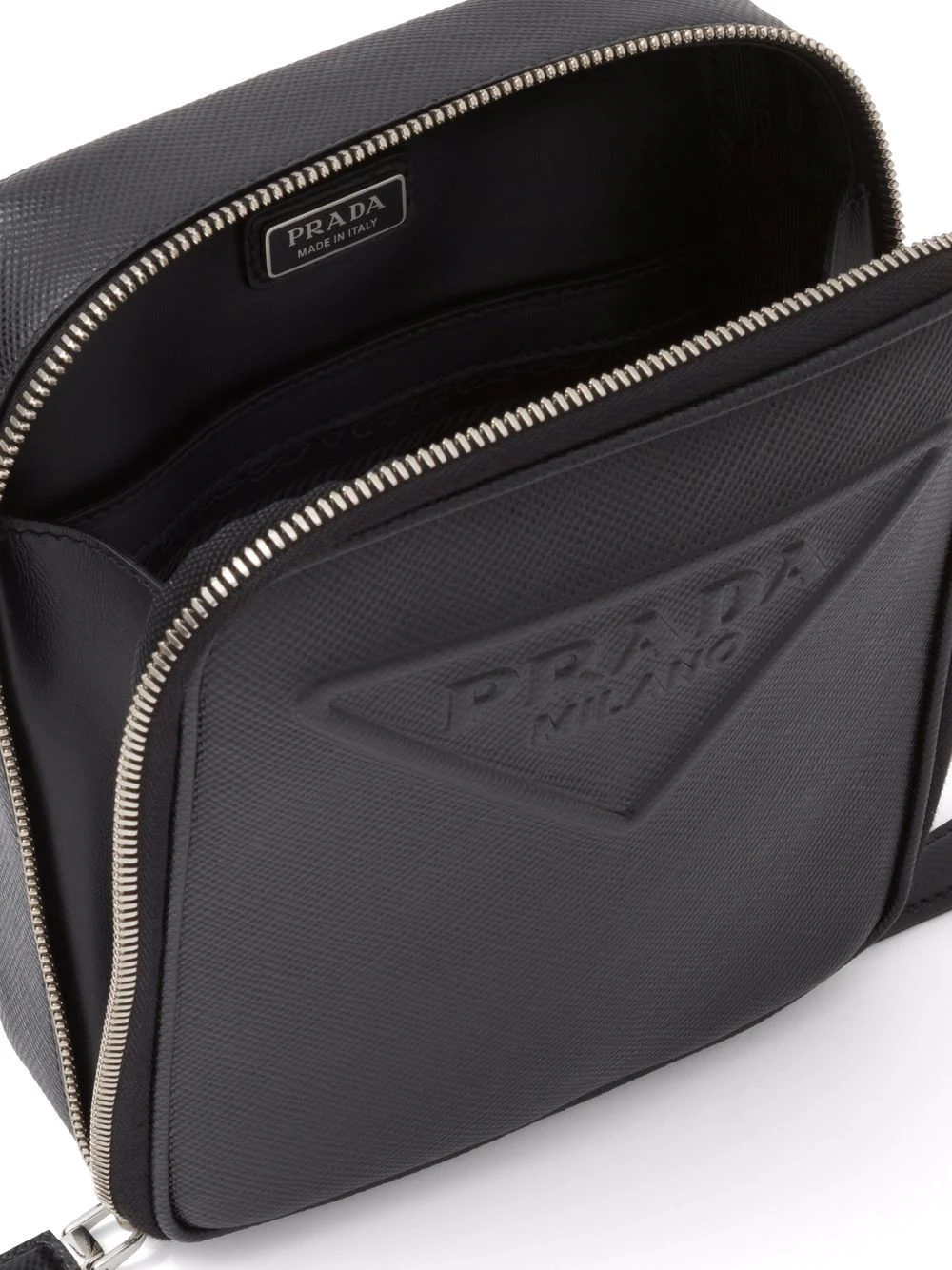 Sac en cuir Saffiano à logo embossé Prada