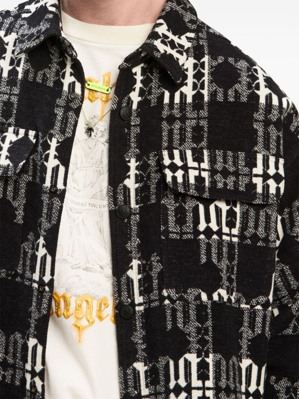 Palm Angels monogram-pattern cotton shirt