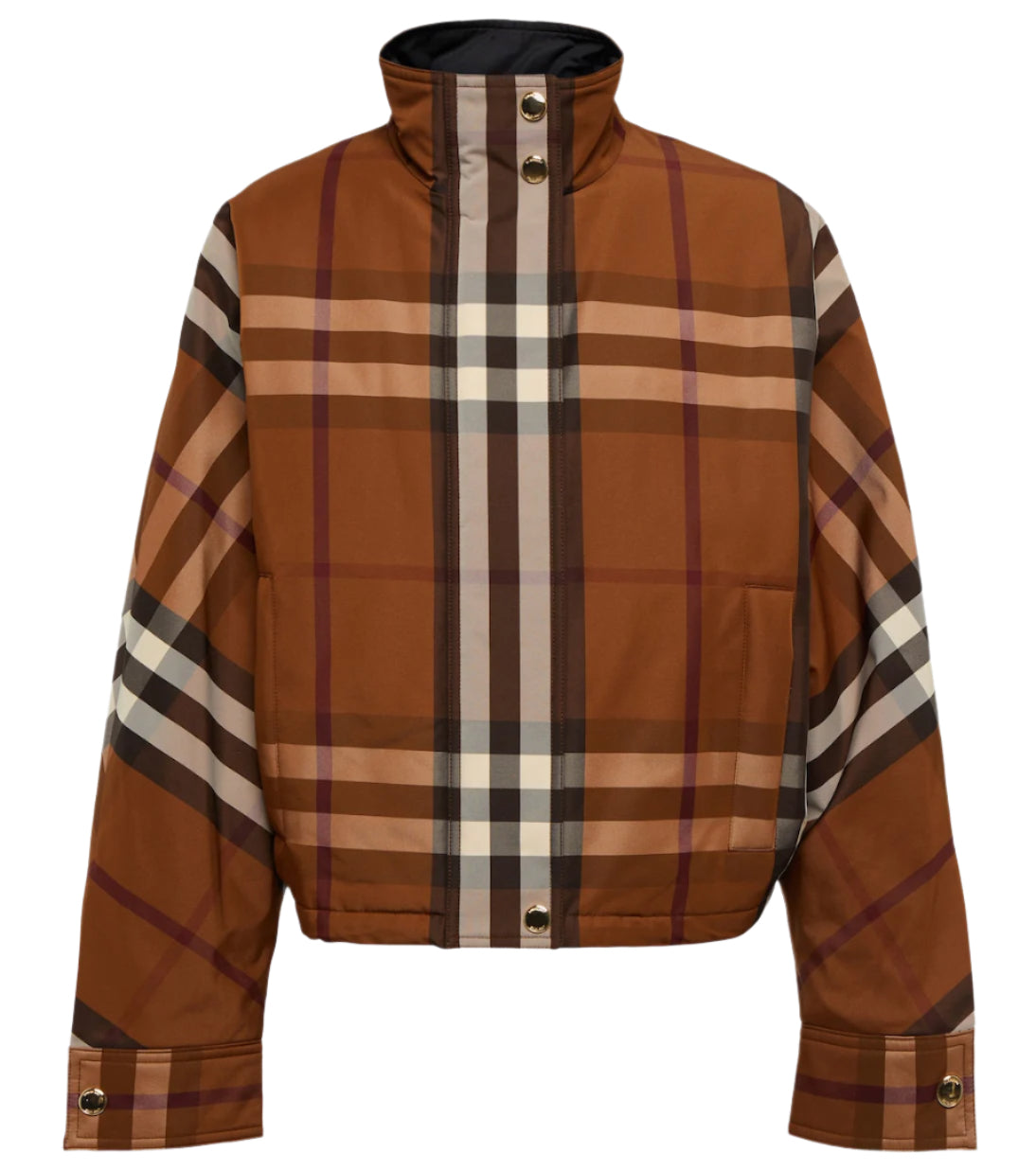 BURBERRY Checked funnel-neck jacket