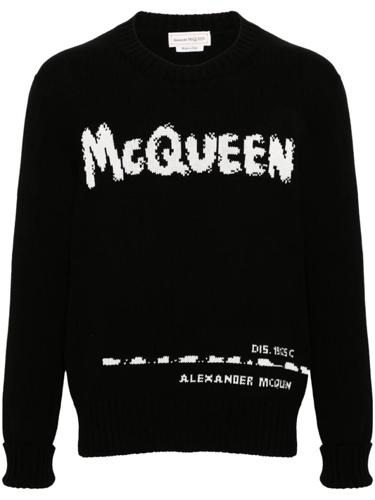 Alexander McQueen logo-intarsia jumper