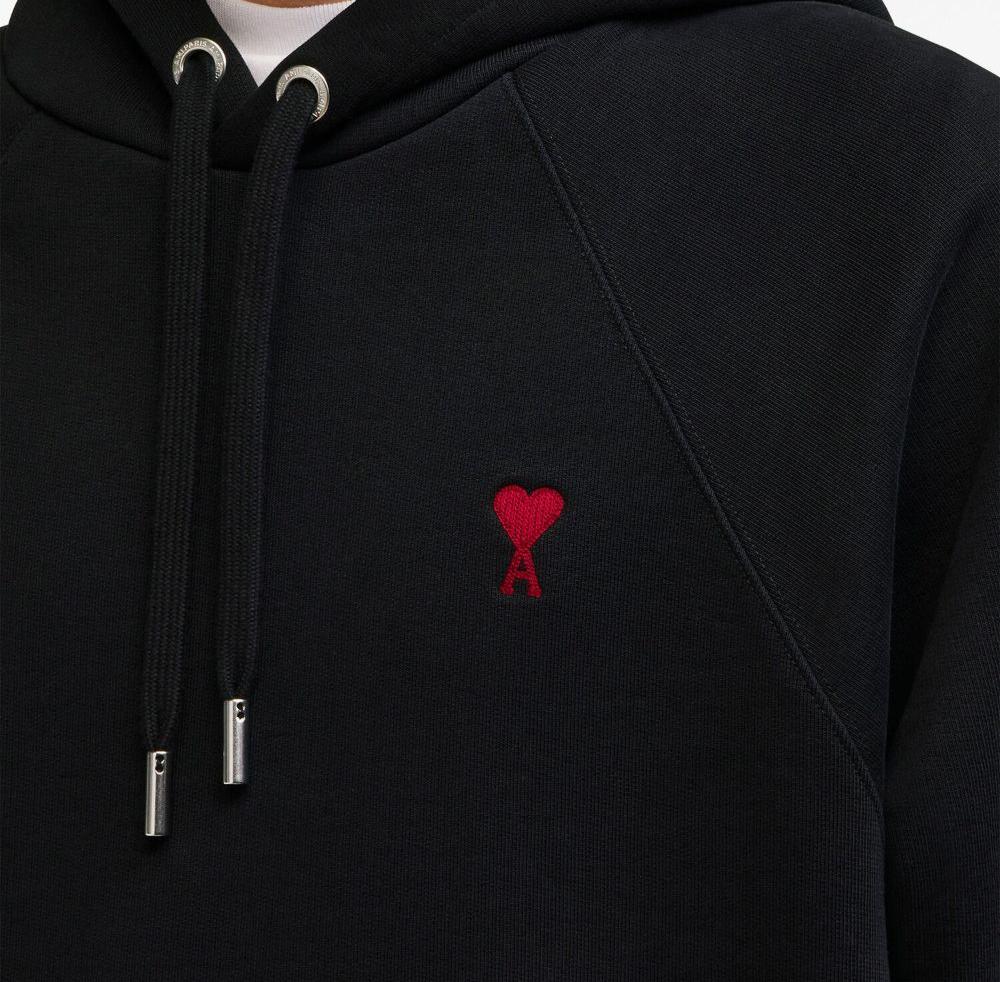 AMI Paris logo-embroidered organic-cotton hoodie